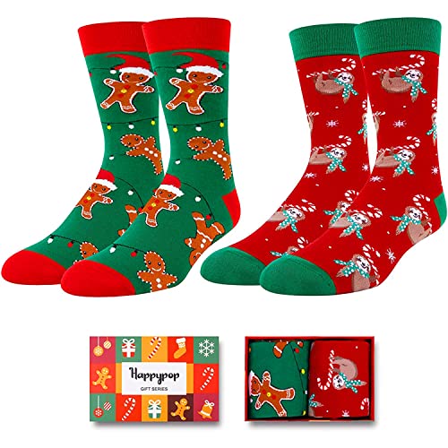 Zmart Funny Christmas Socks for Men Boys Holiday Socks Gingerbread Socks, Gingerbread Gifts Stocking Stuffers for Teen Boys Secret Santa Gifts Christmas Gifts 2 pairs