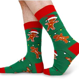 Zmart Funny Christmas Socks for Men Boys Holiday Socks Gingerbread Socks, Gingerbread Gifts Stocking Stuffers for Teen Boys Secret Santa Gifts Christmas Gifts 2 pairs