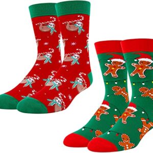 Zmart Funny Christmas Socks for Men Boys Holiday Socks Gingerbread Socks, Gingerbread Gifts Stocking Stuffers for Teen Boys Secret Santa Gifts Christmas Gifts 2 pairs