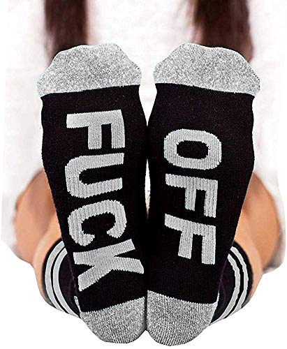 Coshang Fuck Off Socks Womens Funny Funky Casual Novelty Crew Socks Gift Dress Tube Stocking