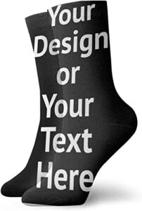 custom photo socks, add your own photo/text,personalized printed cotton face socks for men women gift, gray, one size