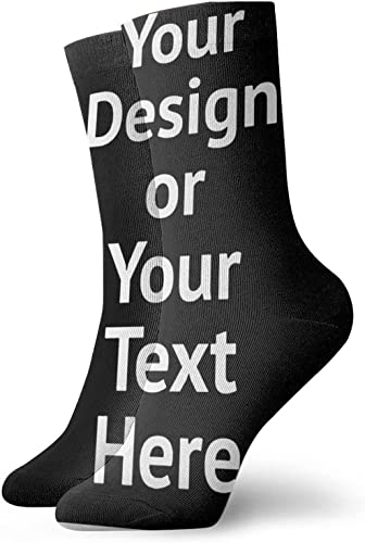 Custom Photo Socks, Add Your Own Photo/Text,Personalized Printed Cotton Face Socks For Men Women Gift, Gray, One Size