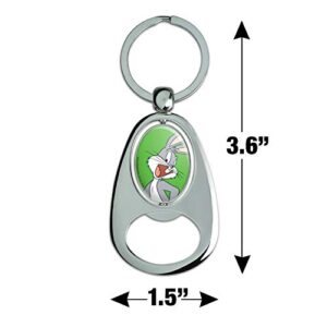 GRAPHICS & MORE Looney Tunes Bugs Bunny Keychain Chrome Metal Spinning Oval Bottle Opener