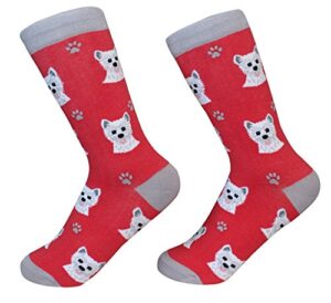 westie terrier socks – fun unisex socks – crazy pet lover – novelty socks funny gifts for dog lovers – cute dog pattern – casual crew socks – one size fits most