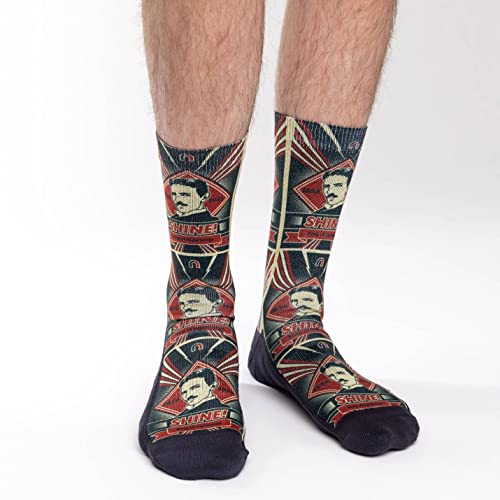 Good Luck Sock Men's Nikola Tesla, King of Lightning Socks, Adult