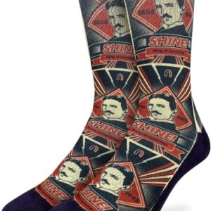 Good Luck Sock Men's Nikola Tesla, King of Lightning Socks, Adult