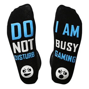 gamer gaming socks, do not disturb im gaming socks for men, boys and teens, gifts, fun socks and novelty gifts (large, blue dnd)