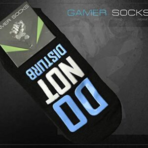 Gamer Gaming Socks, Do Not Disturb Im Gaming Socks for Men, Boys and Teens, Gifts, Fun Socks and Novelty Gifts (Large, Blue DND)