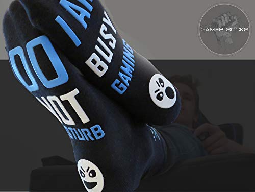 Gamer Gaming Socks, Do Not Disturb Im Gaming Socks for Men, Boys and Teens, Gifts, Fun Socks and Novelty Gifts (Large, Blue DND)