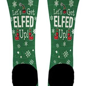 Elf Gifts Let's Get Elfed Up Elf Crazy Socks Punny Christmas Accessories 1-Pair Novelty Crew Socks