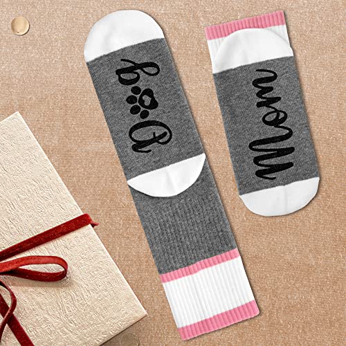 Dog Mom Socks (1 Pair), Dog Mom Gifts, Mother's Day Puppy Lover Gift, Casual Novelty Christmas Mom Birthday Gifts -039