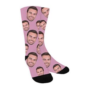 shinesand custom face socks with picture, personalized socks with photo customized unisex funny crew sock gifts for men women
