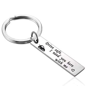auphx drive safe i need you here with me keychain new driver gift for husband boyfriend best friend valentines day gift christmas gift stocking stuffer, stainless steel