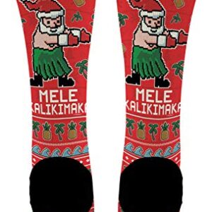 ThisWear Secret Santa Gifts Mele Kalikimaka Socks Santa Themed Gifts Holiday Gifts 6-Pair Novelty Crew Socks