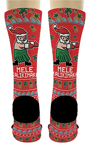 ThisWear Secret Santa Gifts Mele Kalikimaka Socks Santa Themed Gifts Holiday Gifts 6-Pair Novelty Crew Socks