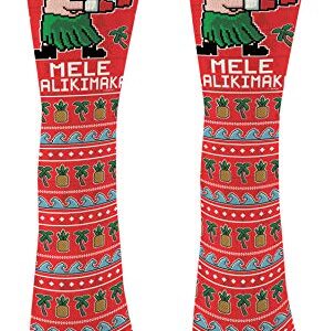 ThisWear Secret Santa Gifts Mele Kalikimaka Socks Santa Themed Gifts Holiday Gifts 6-Pair Novelty Crew Socks