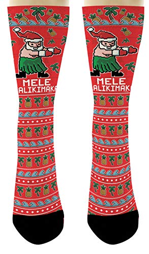 ThisWear Secret Santa Gifts Mele Kalikimaka Socks Santa Themed Gifts Holiday Gifts 6-Pair Novelty Crew Socks