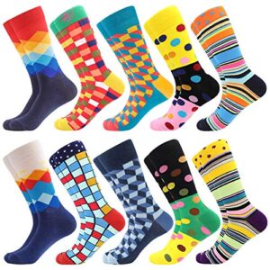 Men's Fun Dress Socks Novelty Colorful Funky Fancy Funny Patterned Crew Casual Crazy Socks for Men Father