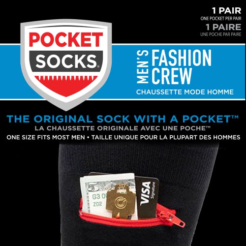 Pocket Socks Mens, The Hunter Sock Camoflage Green, Crew Soft Cotton with Security Zip Pocket (One Size