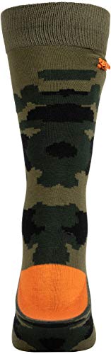 Pocket Socks Mens, The Hunter Sock Camoflage Green, Crew Soft Cotton with Security Zip Pocket (One Size