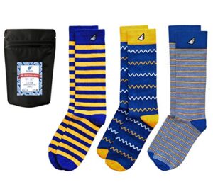 blue & gold dress socks men fun color-ful gift 3-pack awesome happy, made in usa