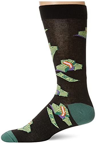 K. Bell Socks Men's Pop Culture Slapstick Fun Novelty Crew Socks, Stacks (Black), Shoe Size: 6-12 (KBMF20H023-01)