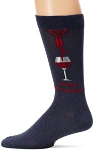 k. bell socks mens food and drink novelty crew sock, pour decisions (denim heather), one size us