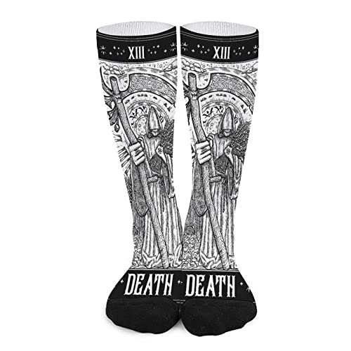 MYSTCOVER Tarot Card Death Socks for Women Socks for Men Crew Socks for Boys Mid Socks for Girls Stocking Stuffers for Teens Casual Athletic Sport Dress Socks