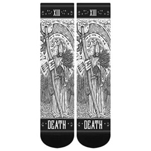 MYSTCOVER Tarot Card Death Socks for Women Socks for Men Crew Socks for Boys Mid Socks for Girls Stocking Stuffers for Teens Casual Athletic Sport Dress Socks