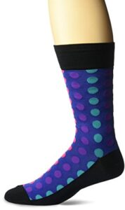 hot sox mens classic pattern and solid novelty casual fashion dress sock, ombre dots slack (black), 6 12 us