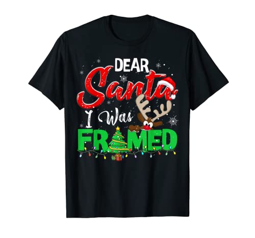 Dear Santa I Was Framed Christmas Stocking Stuffer T-Shirt