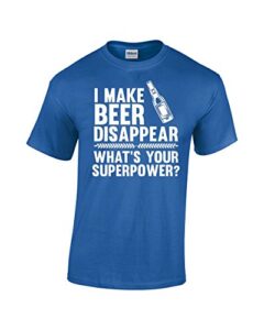 cbtwear i make beer disappear, whats your superpower? beer lover – drinking tee – funny men’s t-shirt (xx-large, royal blue)