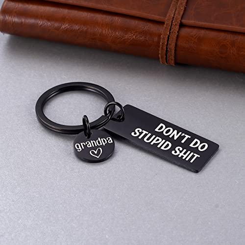 Teen Granddaughter Grandson Graduation Humor Gag New Driver Gifts Grandpa to Grandchildren Don't Do Stupid Key Chain for Teenage