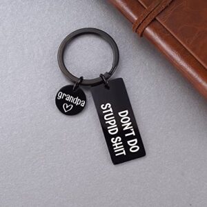 Teen Granddaughter Grandson Graduation Humor Gag New Driver Gifts Grandpa to Grandchildren Don't Do Stupid Key Chain for Teenage