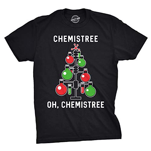 Mens Chemistree T Shirt Funny Chemistry Science Christmas Nerdy Graphic Cool Tee (Black) - XL