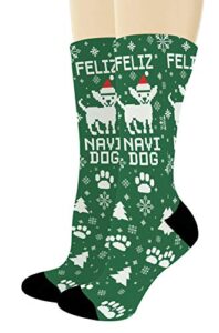 dog lovers gifts feliz navi dog paw print socks christmas accessories 1-pair novelty crew socks