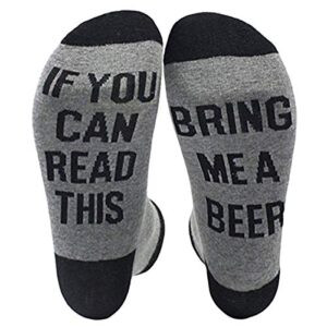 mens novelty socks if you can read this bring a beer sock funny birthday gifts for him (grey)