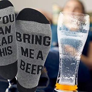 Mens Novelty Socks If You Can Read This Bring A Beer Sock Funny Birthday Gifts for Him (Grey)