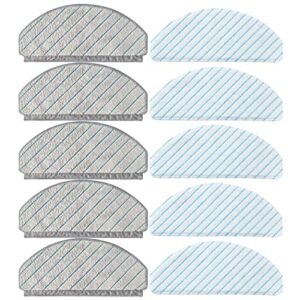 10 pack replacement mop cloth pads for ecovacs deebot ozmo t10/t10 plus robot vacuum cleaner accessories (5 microfiber washable cloth + 5 disposable cloth)