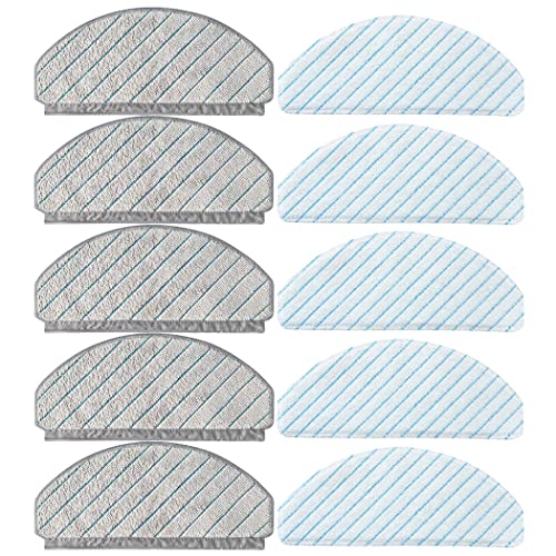 10 Pack Replacement Mop Cloth Pads for ECOVACS DEEBOT OZMO T10/T10 Plus Robot Vacuum Cleaner Accessories (5 Microfiber Washable Cloth + 5 Disposable Cloth)