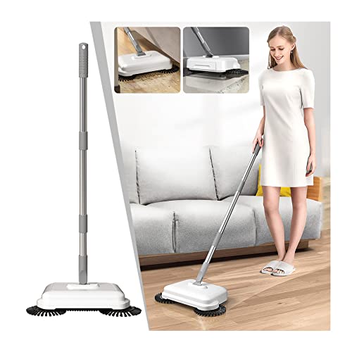 2 In 1 Hand Push Sweeper, Dry Sweep Wet Drag Two in One, Multifunctional Hand Push Sweeper Mop Floor Soft Sweep Dustpan Set Household Home Sweeping Mopping for Hardfloor, Tile