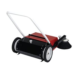 Vestil JAN-II Manual Brush Sweeper, Belt Driven, 10 gal Capacity, Main Broom 10" x 19", Side Broom 13", Red