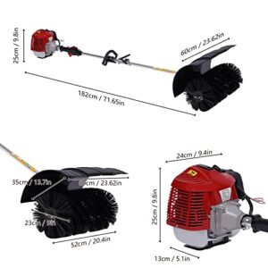 Handheld Sweeper 52CC 2 Stroke 2.3HP Powered Sweeping Broom Driveway Turf Grass Snow Cleaning Broom Tool for Garden Lawn Yard Sidewalk Sweeper Cleaner Tools 1.8M