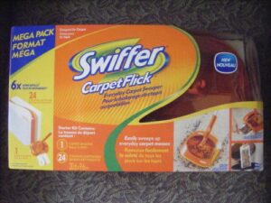 swiffer carpet flick starter kit – 1 carpet sweeper – 24 cleaning cartridges