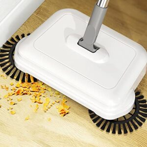 hand push sweeper, dry sweep & wet drag two in one sweeper, home sweeping mopping machine vacuum cleaner natural sweep carpet and floor sweeper with 2 corner edge brushes