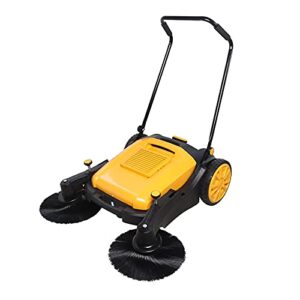CNCEST 41" Foldable Walk Behind Hand Push Sweeper,Self Propelled Sweeper Cleaning and Collection,Floor Sweeper Adjustment Roller Brush 55L Barrel Capacity 3680㎡/H