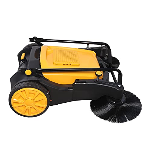 CNCEST 41" Foldable Walk Behind Hand Push Sweeper,Self Propelled Sweeper Cleaning and Collection,Floor Sweeper Adjustment Roller Brush 55L Barrel Capacity 3680㎡/H