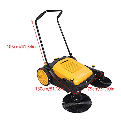 CNCEST 41" Foldable Walk Behind Hand Push Sweeper,Self Propelled Sweeper Cleaning and Collection,Floor Sweeper Adjustment Roller Brush 55L Barrel Capacity 3680㎡/H