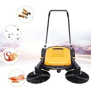 CNCEST 41" Foldable Walk Behind Hand Push Sweeper,Self Propelled Sweeper Cleaning and Collection,Floor Sweeper Adjustment Roller Brush 55L Barrel Capacity 3680㎡/H