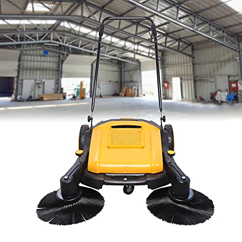 CNCEST 41" Foldable Walk Behind Hand Push Sweeper,Self Propelled Sweeper Cleaning and Collection,Floor Sweeper Adjustment Roller Brush 55L Barrel Capacity 3680㎡/H